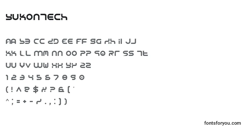 Шрифт YukonTech – алфавит, цифры, специальные символы
