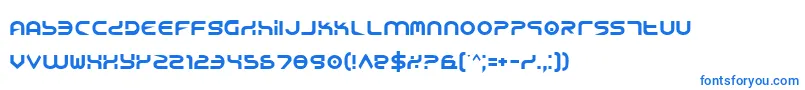 フォントYukonTech – 白い背景に青い文字