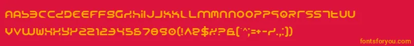 フォントYukonTech – 赤い背景にオレンジの文字