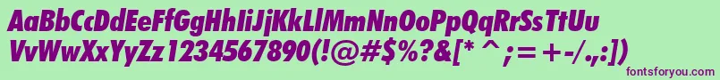 FuturaExtraBlackCondensedItalicBt Font – Purple Fonts on Green Background