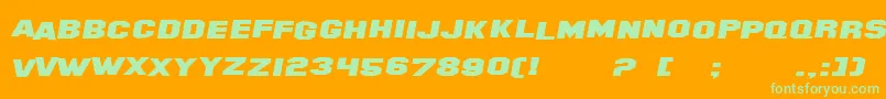 SfHollywoodHillsExtendedItalic-Schriftart – Grüne Schriften auf orangefarbenem Hintergrund