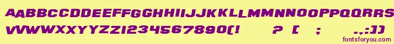 SfHollywoodHillsExtendedItalic Font – Purple Fonts on Yellow Background