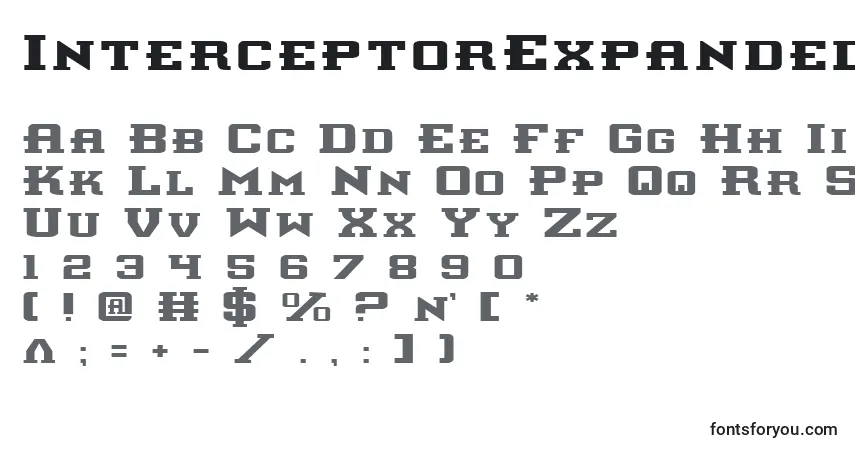 A fonte InterceptorExpanded – alfabeto, números, caracteres especiais