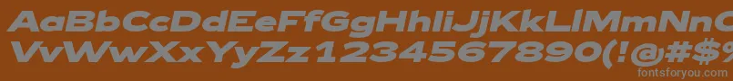Zeppelin43BoldItalic-fontti – harmaat kirjasimet ruskealla taustalla