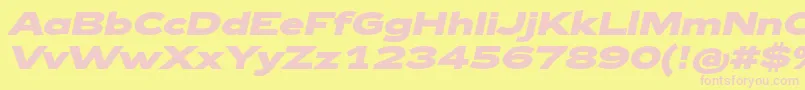 Шрифт Zeppelin43BoldItalic – розовые шрифты на жёлтом фоне