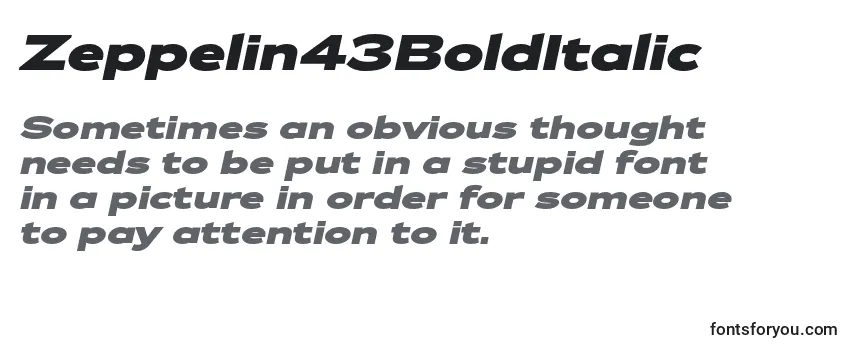 Review of the Zeppelin43BoldItalic Font