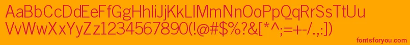 Traditionsansxlight Font – Red Fonts on Orange Background