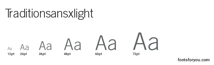Размеры шрифта Traditionsansxlight