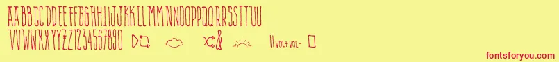 AlienPlaylist Font – Red Fonts on Yellow Background