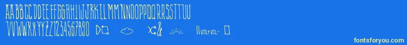 AlienPlaylist Font – Yellow Fonts on Blue Background