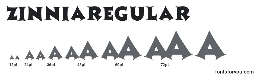 Размеры шрифта ZinniaRegular