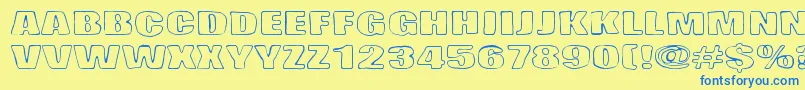 Lasihiekka-Schriftart – Blaue Schriften auf gelbem Hintergrund