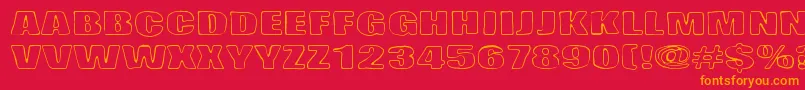 フォントLasihiekka – 赤い背景にオレンジの文字