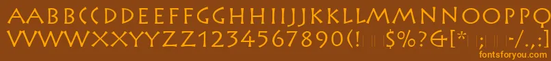 Lisätietoja RusticanaLtRoman-fontista RusticanaLtRoman-fontti – oranssit fontit ruskealla taustalla