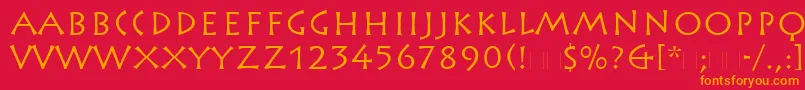 フォントRusticanaLtRoman – 赤い背景にオレンジの文字