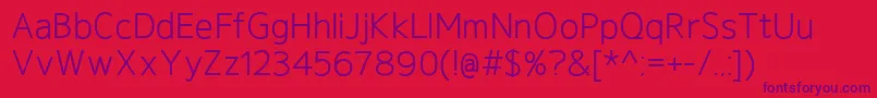 GeldersansBook-fontti – violetit fontit punaisella taustalla