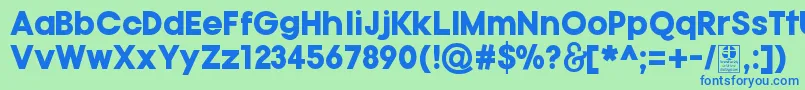 TypoGotikaBlackDemo-fontti – siniset fontit vihreällä taustalla