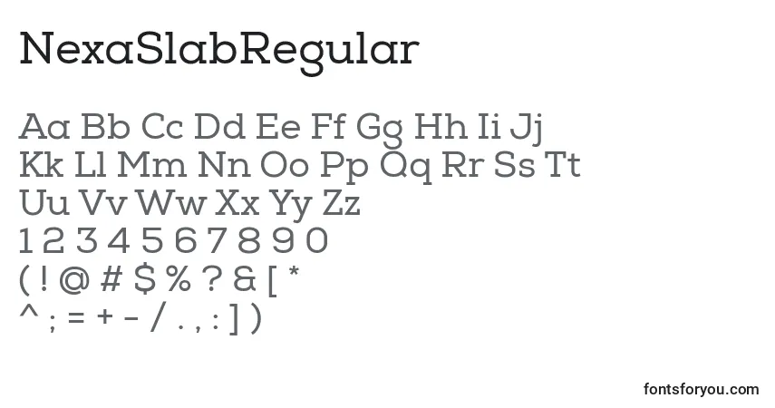 Czcionka NexaSlabRegular – alfabet, cyfry, specjalne znaki
