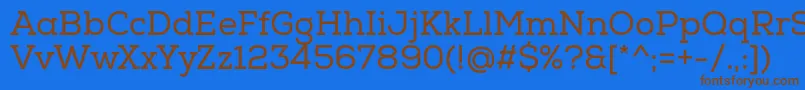 フォントNexaSlabRegular – 茶色の文字が青い背景にあります。