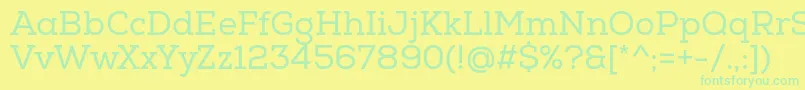 NexaSlabRegular-fontti – vihreät fontit keltaisella taustalla