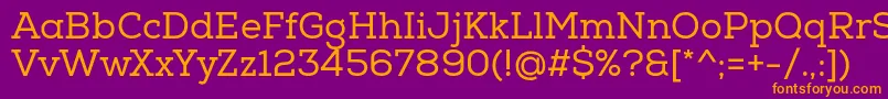 NexaSlabRegular-fontti – oranssit fontit violetilla taustalla