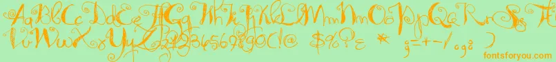 SyphonSpritz-Schriftart – Orangefarbene Schriften auf grünem Hintergrund