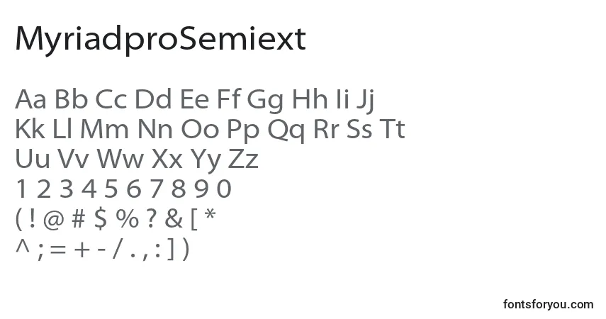 Шрифт MyriadproSemiext – алфавит, цифры, специальные символы