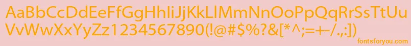 フォントMyriadproSemiext – オレンジの文字がピンクの背景にあります。
