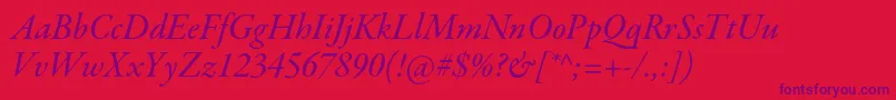GaramondpremrproMeditsubh Font – Purple Fonts on Red Background