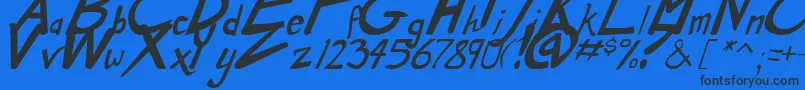 Fonte DirtyDuoBoldItalic – fontes pretas em um fundo azul