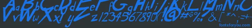 DirtyDuoBoldItalic Font – Blue Fonts on Black Background