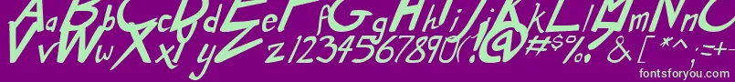 DirtyDuoBoldItalic Font – Green Fonts on Purple Background