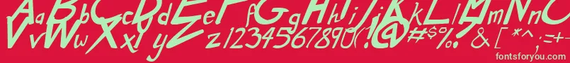 Fonte DirtyDuoBoldItalic – fontes verdes em um fundo vermelho