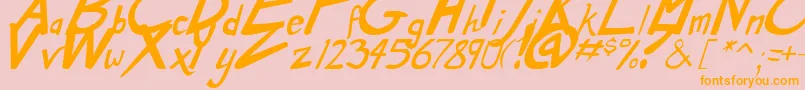 DirtyDuoBoldItalic-Schriftart – Orangefarbene Schriften auf rosa Hintergrund