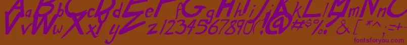 DirtyDuoBoldItalic Font – Purple Fonts on Brown Background