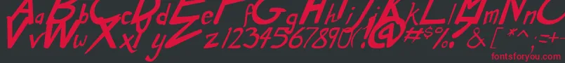 DirtyDuoBoldItalic Font – Red Fonts on Black Background