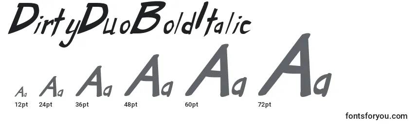 DirtyDuoBoldItalic Font Sizes