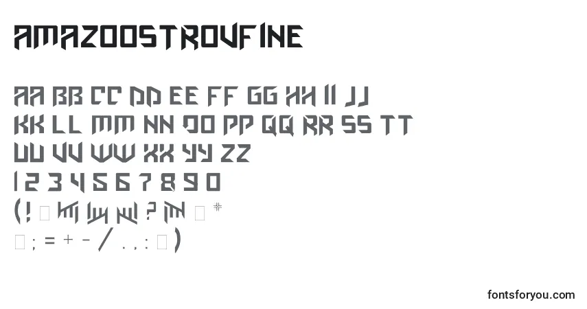 A fonte Amazoostrovfine – alfabeto, números, caracteres especiais