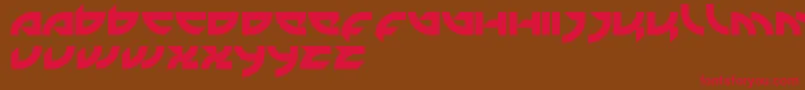 フォントMercenary – 赤い文字が茶色の背景にあります。