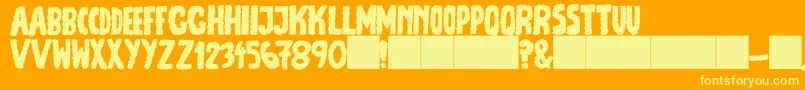 フォントJmhEscamasFill – オレンジの背景に黄色の文字