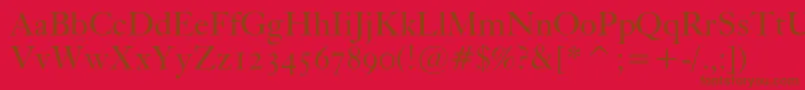 Kisoscbt-Schriftart – Braune Schriften auf rotem Hintergrund
