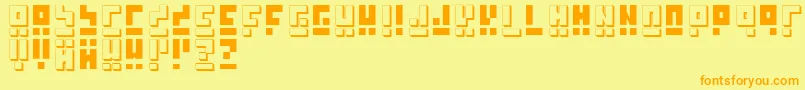 フォントOhJayDker – オレンジの文字が黄色の背景にあります。