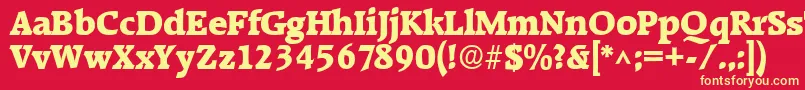 フォントRaleighhBold – 黄色の文字、赤い背景