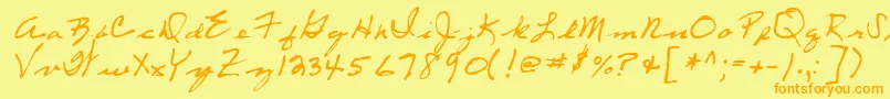 LeftyRegular-Schriftart – Orangefarbene Schriften auf gelbem Hintergrund