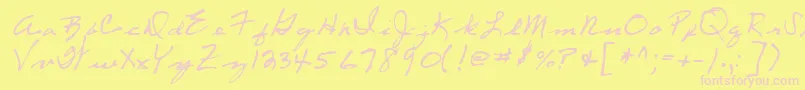 LeftyRegular-Schriftart – Rosa Schriften auf gelbem Hintergrund