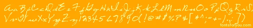 LeftyRegular-Schriftart – Gelbe Schriften auf orangefarbenem Hintergrund