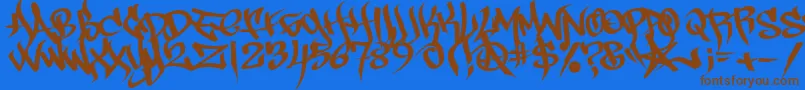 フォントPilotrase1 – 茶色の文字が青い背景にあります。