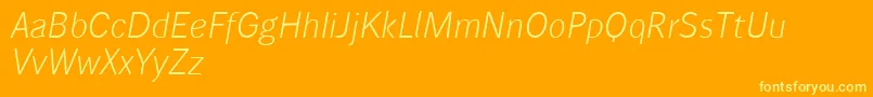 Wendelinreduced46leichtkursiv-Schriftart – Gelbe Schriften auf orangefarbenem Hintergrund