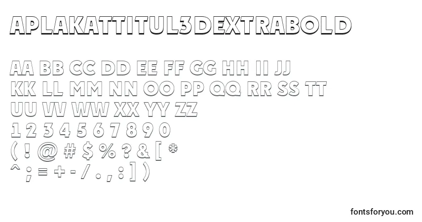 Шрифт APlakattitul3DExtrabold – алфавит, цифры, специальные символы