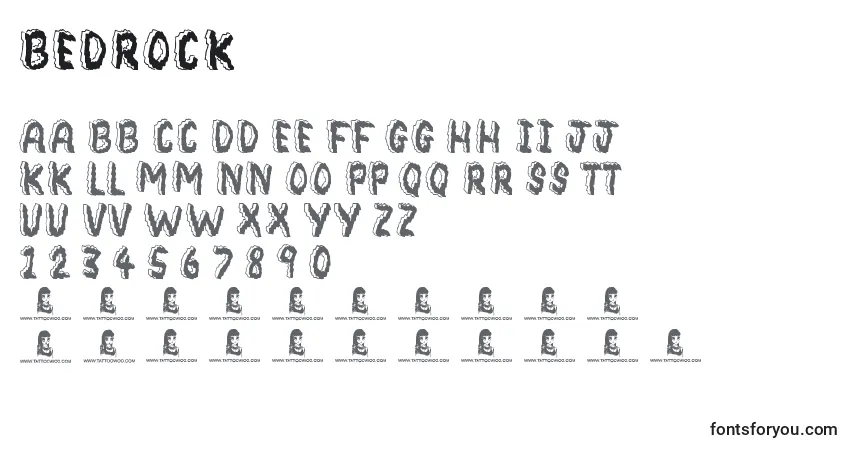 Schriftart Bedrock – Alphabet, Zahlen, spezielle Symbole